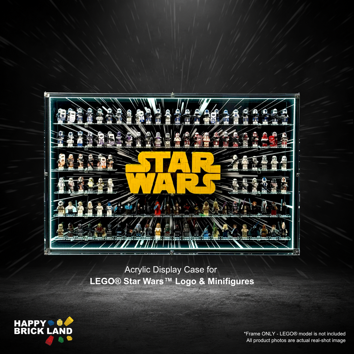 Acrylic Display Case for LEGO® Star Wars™ Logo & Minifigure(LED Version)