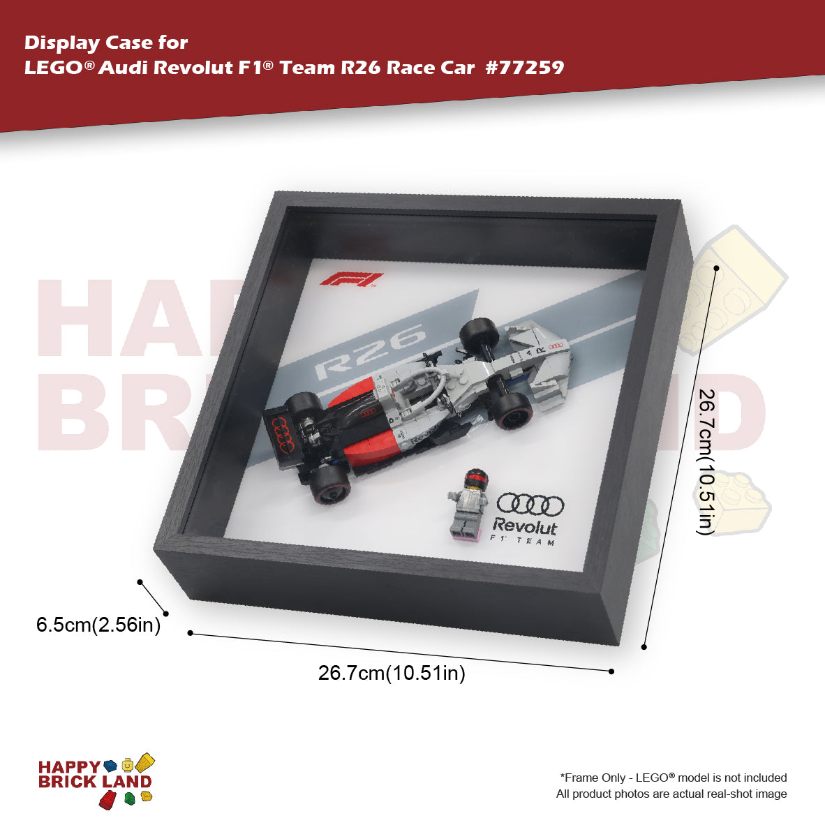 Display Frame for LEGO® Audi Revolut F1® Team R26 Race Car 77259