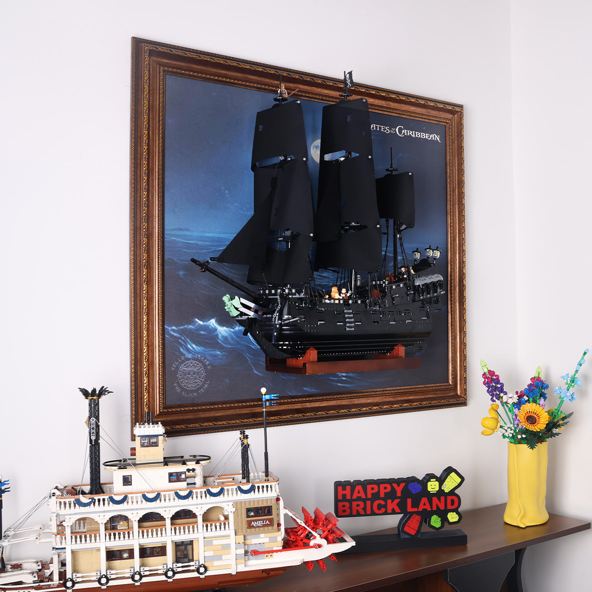Wall Mount Frame for LEGO® 10365 Captain Jack Sparrow's Pirate Ship (Horizontal)