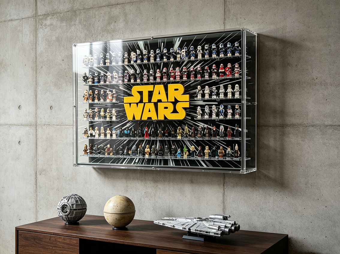 Acrylic Display Case for LEGO® Star Wars™ Logo & Minifigure(LED Version)