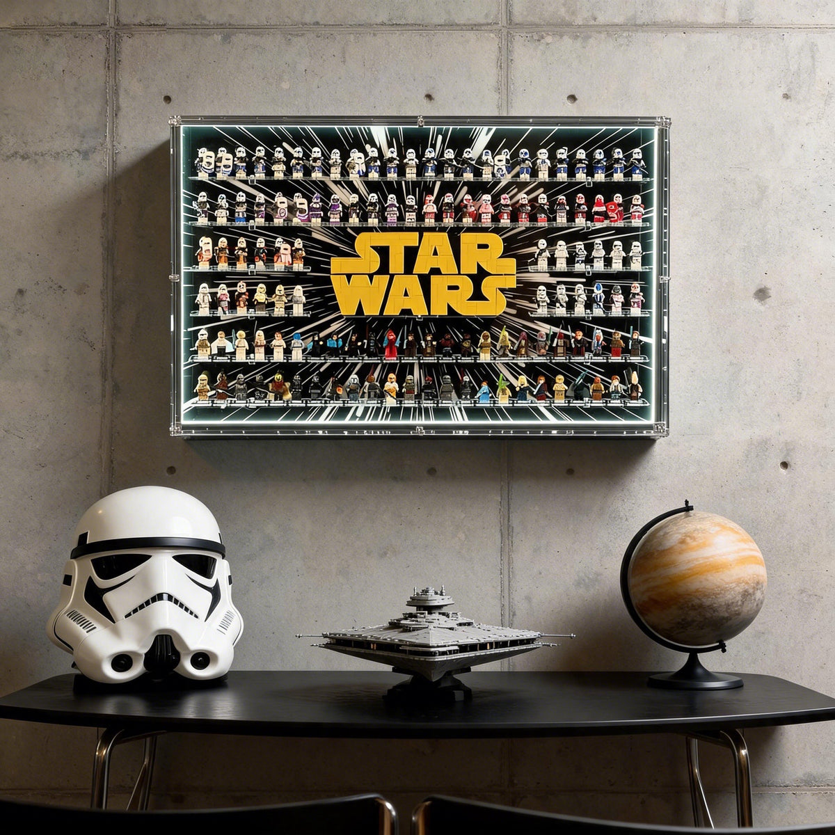 Acrylic Display Case for LEGO® Star Wars™ Logo & Minifigure(LED Version)